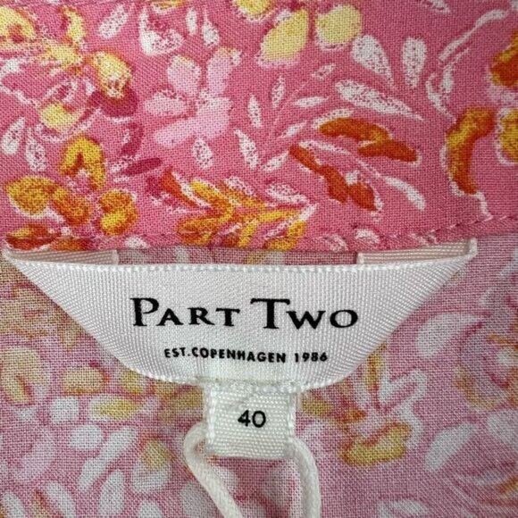 Part Two 2 Women’s 40 US Medium Pink Floral Short Sleeve Wrap Midi Dress Summer - Picture 10 of 14